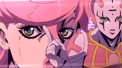 A gif of Trish Una and Spice Girl from Jojo's Bizarre Adventure: Part 5: Golden Wind.