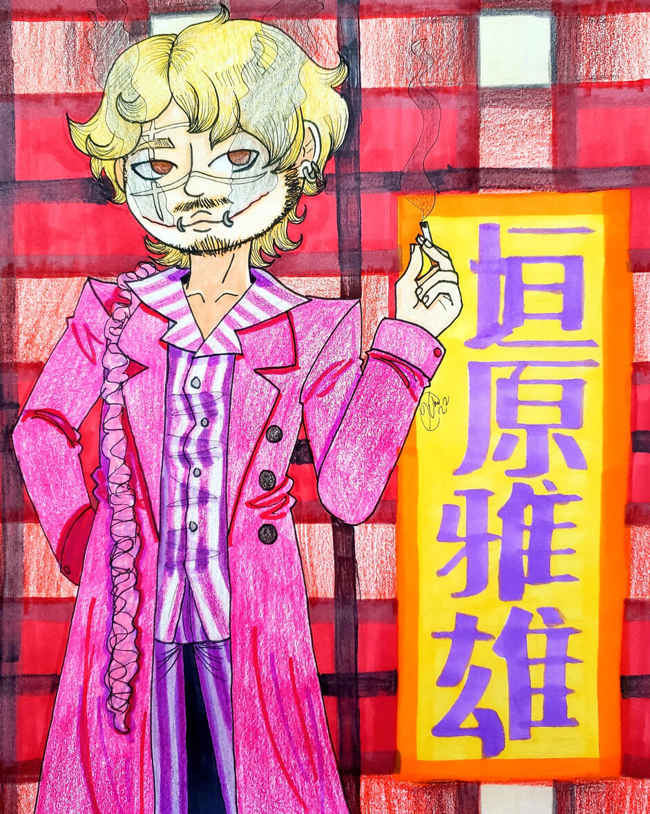 A drawing of Kakihara Masao from the 2001 movie Ichi the Killer.